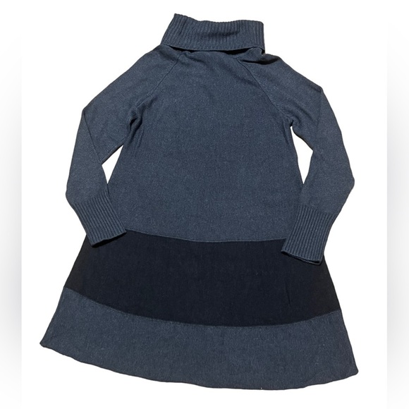 Soft Surroundings navy and blue wool angora blend cowl neck sweater dress - Picture 2 of 8